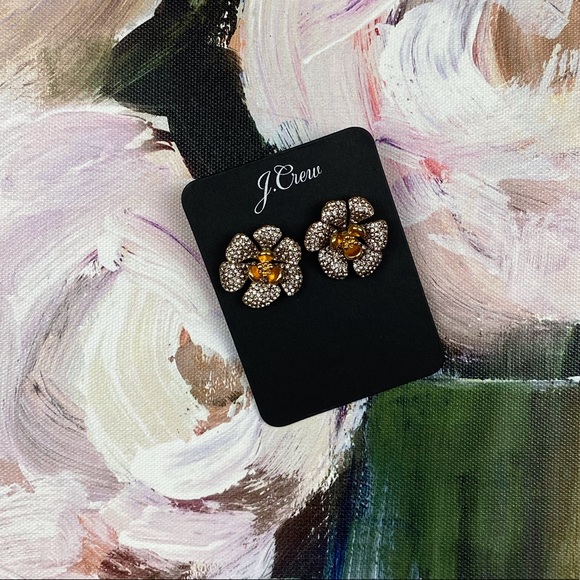 J. Crew Mini Icicle Flower Pave’ Earrings New! - Picture 5 of 8